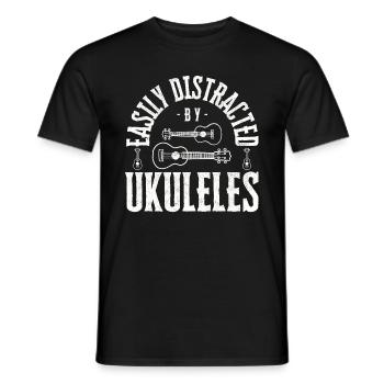 Facilement distrait par les ukulélés - T-shirt homme - noir - Devant - AI Model Male 178 light (178cm)