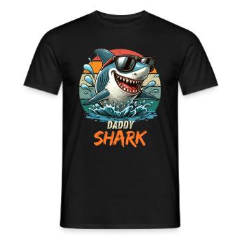 Father Father's Day Shark Daddy Shark Sea Holiday Funny - Men's T-Shirt - black - Front - AI Model Male 178 light (178cm)