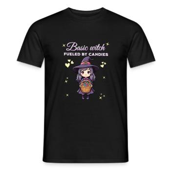 Basic witch fueled by candies - Men's T-Shirt - black - Front - AI Model Male 178 light (178cm)