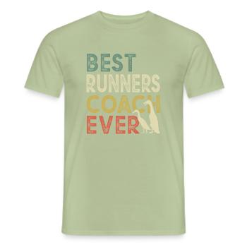Laufenten Laufenten Laufentencoach Éleveur de canards - T-shirt homme - vert sauge - Devant - AI Model Male 178 light (178cm)