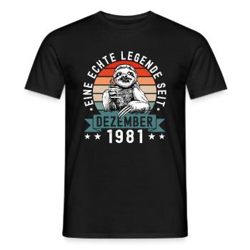 Faultier Geburtstag Dezember 1981 Geboren Jahrgang - Männer T-Shirt - Schwarz - Vorne - AI Model Male 178 light (178cm)