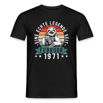 Faultier Geburtstag Februar 1971 Geboren Jahrgang - Männer T-Shirt - Schwarz - Vorne - AI Model Male 178 light (178cm)