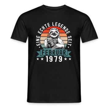 Faultier Geburtstag Februar 1979 Geboren Jahrgang - Männer T-Shirt - Schwarz - Vorne - AI Model Male 178 light (178cm)