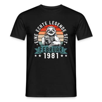 Faultier Geburtstag Februar 1981 Geboren Jahrgang - Männer T-Shirt - Schwarz - Vorne - AI Model Male 178 light (178cm)