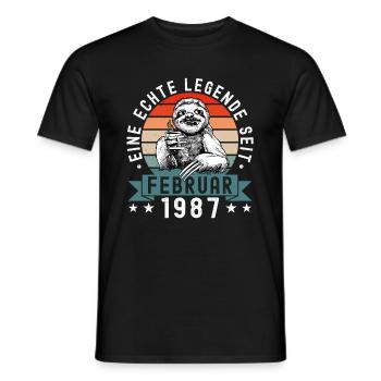 Faultier Geburtstag Februar 1987 Geboren Jahrgang - Männer T-Shirt - Schwarz - Vorne - AI Model Male 178 light (178cm)