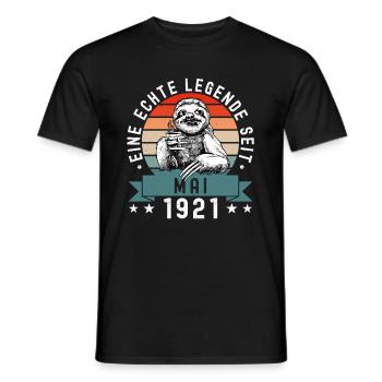 Faultier Geburtstag Mai 1921 Geboren Jahrgang 1921 - Männer T-Shirt - Schwarz - Vorne - AI Model Male 178 light (178cm)