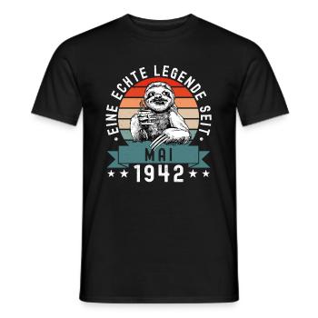 Faultier Geburtstag Mai 1942 Geboren Jahrgang 1942 - Männer T-Shirt - Schwarz - Vorne - AI Model Male 178 light (178cm)