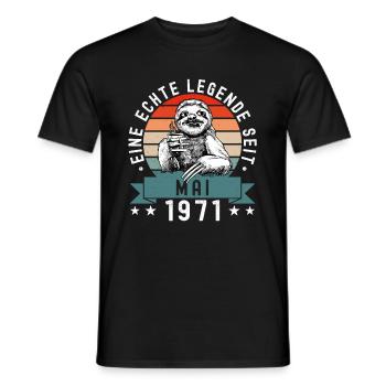 Faultier Geburtstag Mai 1971 Geboren Jahrgang 1971 - Männer T-Shirt - Schwarz - Vorne - AI Model Male 178 light (178cm)