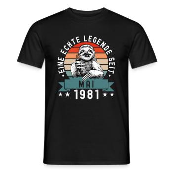 Faultier Geburtstag Mai 1981 Geboren Jahrgang 1981 - Männer T-Shirt - Schwarz - Vorne - AI Model Male 178 light (178cm)