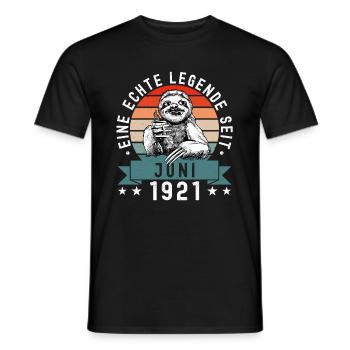 Faultier Geburtstag Juni 1921 Geboren Jahrgang - Männer T-Shirt - Schwarz - Vorne - AI Model Male 178 light (178cm)
