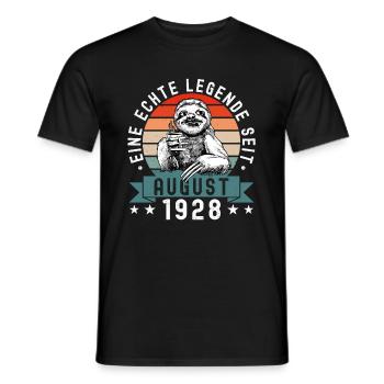 Faultier Geburtstag August 1928 Geboren Jahrgang - Männer T-Shirt - Schwarz - Vorne - AI Model Male 178 light (178cm)