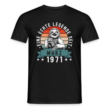 Faultier Geburtstag März 1971 Geboren Jahrgang - Männer T-Shirt - Schwarz - Vorne - AI Model Male 178 light (178cm)