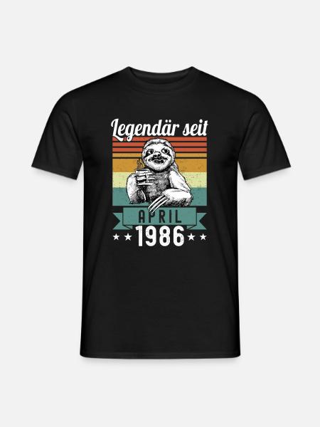 Faultier Legendär seit April 1986 Geburtstag - Männer T-Shirt - Schwarz
