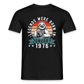 Legends Were Born In January 1976 Sloth Sloth - Men's T-Shirt - black - Front - AI Model Male 178 light (178cm)