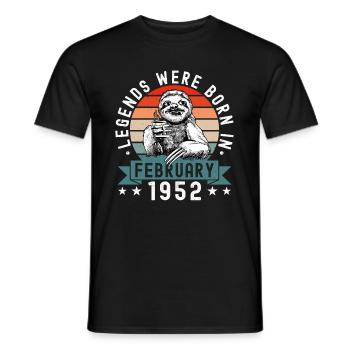 Legends Were Born In February 1952 Sloth Sloth - Men's T-Shirt - black - Front - AI Model Male 178 light (178cm)