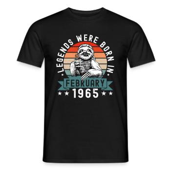 Legends Were Born In February 1965 Sloth Sloth - Men's T-Shirt - black - Front - AI Model Male 178 light (178cm)