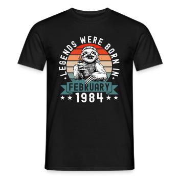 Legends Were Born In February 1984 Sloth Sloth - Men's T-Shirt - black - Front - AI Model Male 178 light (178cm)