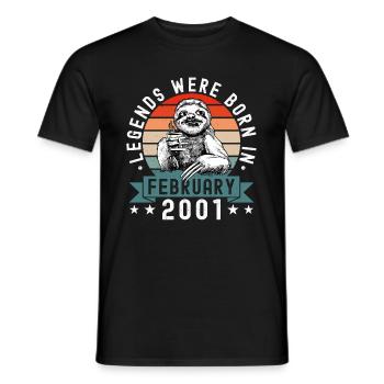 Legends Were Born In February 2001 Sloth Sloth - Men's T-Shirt - black - Front - AI Model Male 178 light (178cm)