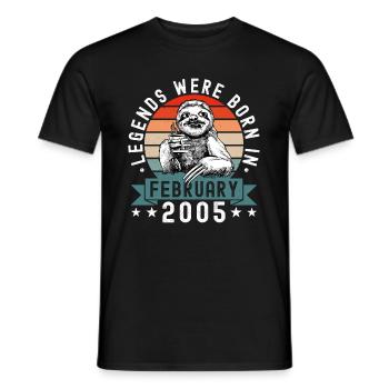 Legends Were Born In February 2005 Sloth Sloth - Men's T-Shirt - black - Front - AI Model Male 178 light (178cm)