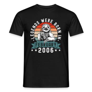 Legends Were Born In February 2006 Sloth Sloth - Men's T-Shirt - black - Front - AI Model Male 178 light (178cm)