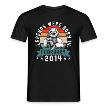 Legends Were Born In February 2014 Sloth Sloth - Men's T-Shirt - black - Front - AI Model Male 178 light (178cm)