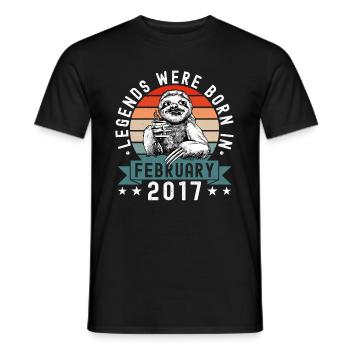 Legends Were Born In February 2017 Sloth Sloth - Men's T-Shirt - black - Front - AI Model Male 178 light (178cm)