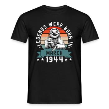 Les légendes sont nées en mars 1944 Paresseux paresseux - T-shirt homme - noir - Devant - AI Model Male 178 light (178cm)