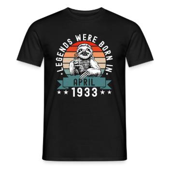 Les légendes sont nées en avril 1933 paresseux défectueux - T-shirt homme - noir - Devant - AI Model Male 178 light (178cm)