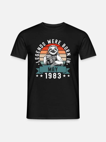 Les légendes sont nées en mai 1983 Paresseux paresseux - T-shirt homme - noir