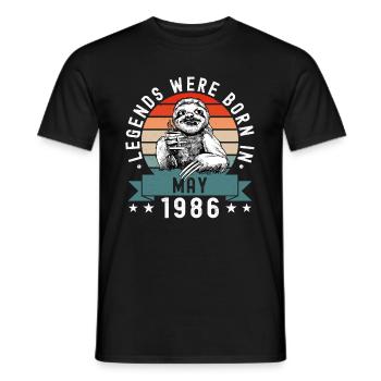 Legends Were Born In May 1986 Sloth Sloth - Men's T-Shirt - black - Front - AI Model Male 178 light (178cm)