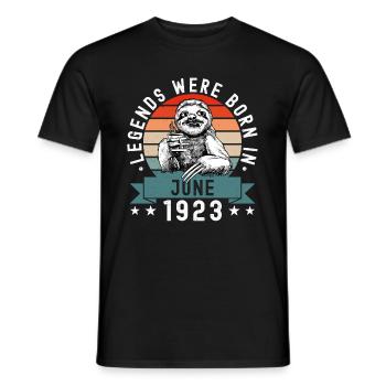 Les légendes sont nées en juin 1923 Paresseux paresseux - T-shirt homme - noir - Devant - AI Model Male 178 light (178cm)