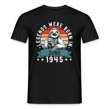 Les légendes sont nées en juin 1945 Paresseux paresseux - T-shirt homme - noir - Devant - AI Model Male 178 light (178cm)