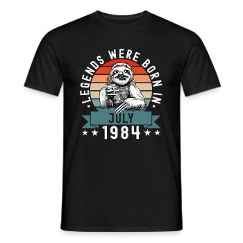 Legends Were Born In July 1984 Sloth Sloth - Men's T-Shirt - black - Front - AI Model Male 178 light (178cm)