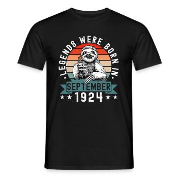 Les légendes sont nées en septembre 1924 paresseux défectueux - T-shirt homme - noir - Devant - AI Model Male 178 light (178cm)