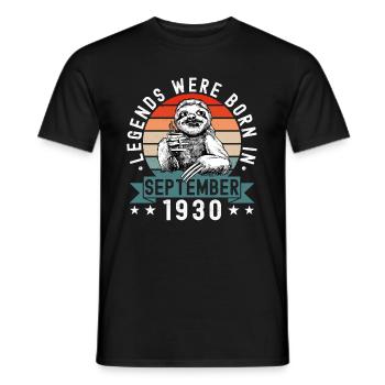 Les légendes sont nées en septembre 1930 paresseux défectueux - T-shirt homme - noir - Devant - AI Model Male 178 light (178cm)