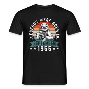 Legends Were Born In September 1955 Faultier Sloth - Men's T-Shirt - black - Front - AI Model Male 178 light (178cm)