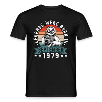 Legends Were Born In September 1979 Faultier Sloth - Men's T-Shirt - black - Front - AI Model Male 178 light (178cm)