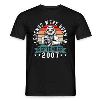 Les légendes sont nées en septembre 2007 paresseux défectueux - T-shirt homme - noir - Devant - AI Model Male 178 light (178cm)