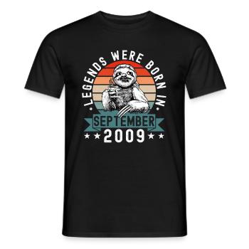 Les légendes sont nées en septembre 2009 paresseux défectueux - T-shirt homme - noir - Devant - AI Model Male 178 light (178cm)