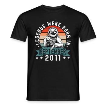 Legends Were Born In September 2011 Faultier Sloth - Men's T-Shirt - black - Front - AI Model Male 178 light (178cm)