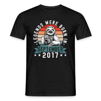 Legends Were Born In September 2017 Faultier Sloth - Men's T-Shirt - black - Front - AI Model Male 178 light (178cm)
