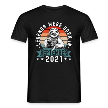 Les légendes sont nées en septembre 2021 paresseux défectueux - T-shirt homme - noir - Devant - AI Model Male 178 light (178cm)