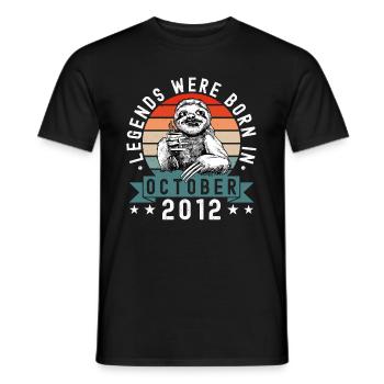 Legends Were Born In October 2012 Sloth Sloth - Men's T-Shirt - black - Front - AI Model Male 178 light (178cm)