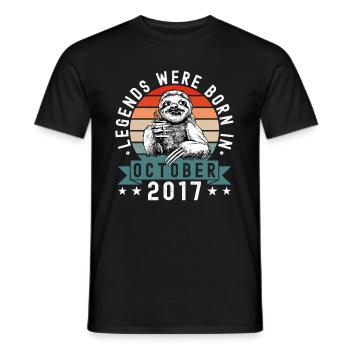 Legends Were Born In October 2017 Sloth Sloth - Men's T-Shirt - black - Front - AI Model Male 178 light (178cm)