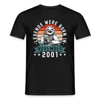 Legends Were Born In November 2001 Faultier Sloth - Men's T-Shirt - black - Front - AI Model Male 178 light (178cm)