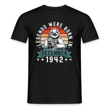 Les légendes sont nées en décembre 1942 Paresseux paresseux - T-shirt homme - noir - Devant - AI Model Male 178 light (178cm)