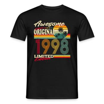 Original 1998 vintage vintage cadeau d’anniversaire - T-shirt homme - noir - Devant - AI Model Male 178 light (178cm)