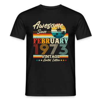 February 1973 Born birthday Retro - Men's T-Shirt - black - Front - AI Model Male 178 light (178cm)