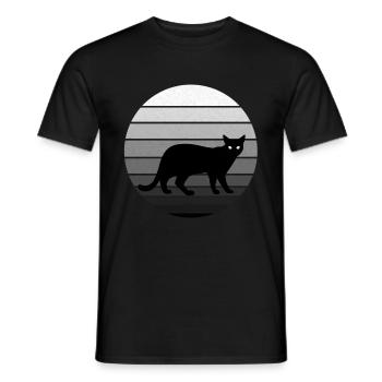 Mignon chat noir au look vintage / rétro - T-shirt homme - noir - Devant - AI Model Male 178 light (178cm)