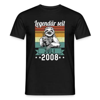 Faultier Legendär seit Juli 2008 Geburtstag - Männer T-Shirt - Schwarz - Vorne - AI Model Male 178 light (178cm)